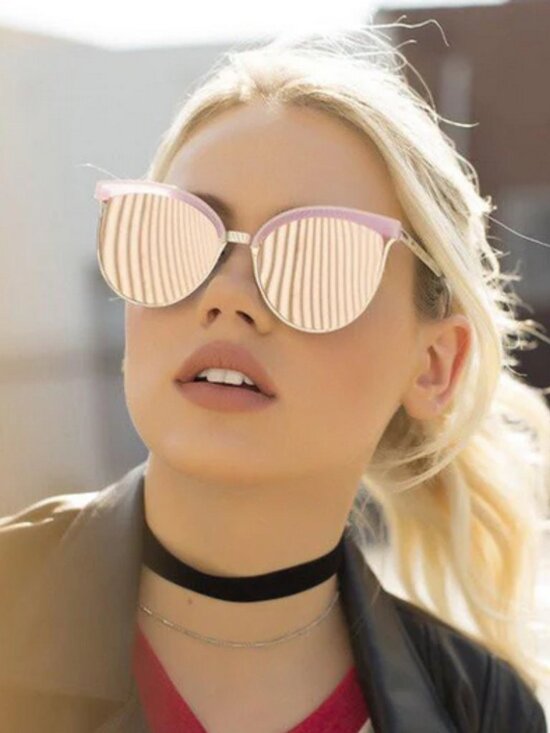 Quay Australia Star Dust Silver Pink Frame Pink Mirror Lens Cat Eye Sunglasses main image 10